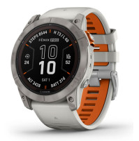 Fenix 7X Pro – Sapphire Solar - Edition Titanium - with Fog Gray/Ember Orange Band - 010-02778-15 - Garmin